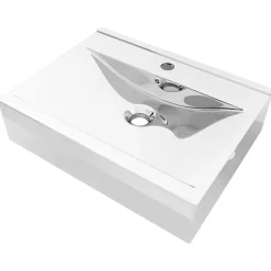 vidaXL Wastafel met overloop 60x46x16 cm keramiek zilverkleurig