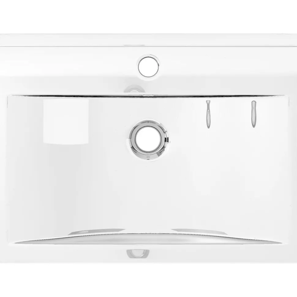 vidaXL Wastafel met overloop 60x46x16 cm keramiek zilverkleurig