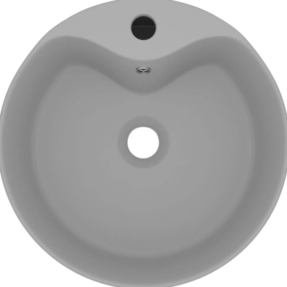 vidaXL Wastafel met overloop 36x13 cm keramiek mat lichtgrijs