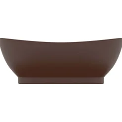 vidaXL Wastafel met overloop ovaal 58,5x39 cm keramiek mat donkerbruin