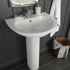 vidaXL Wastafel op voet vrijstaand 520x440x190 mm keramiek wit