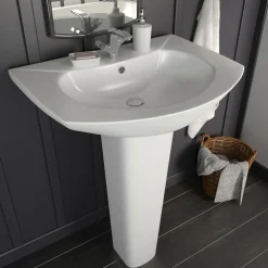 vidaXL Wastafel op voet vrijstaand 650x520x200 mm keramiek wit