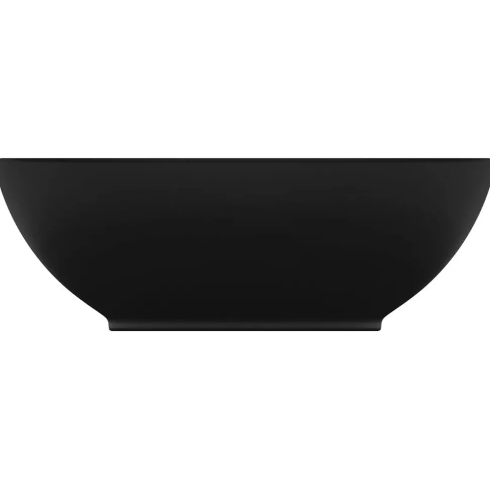 vidaXL Wastafel ovaal 40x33 cm keramiek matzwart