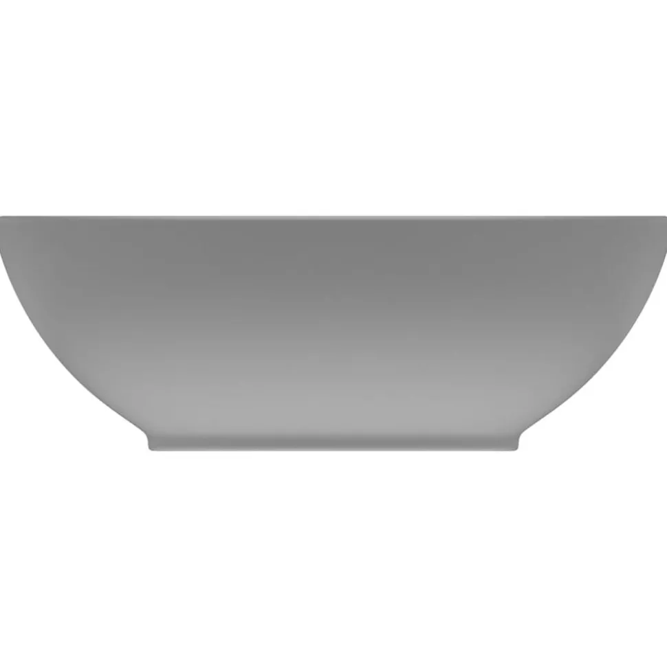 vidaXL Wastafel ovaal 40x33 cm keramiek mat lichtgrijs