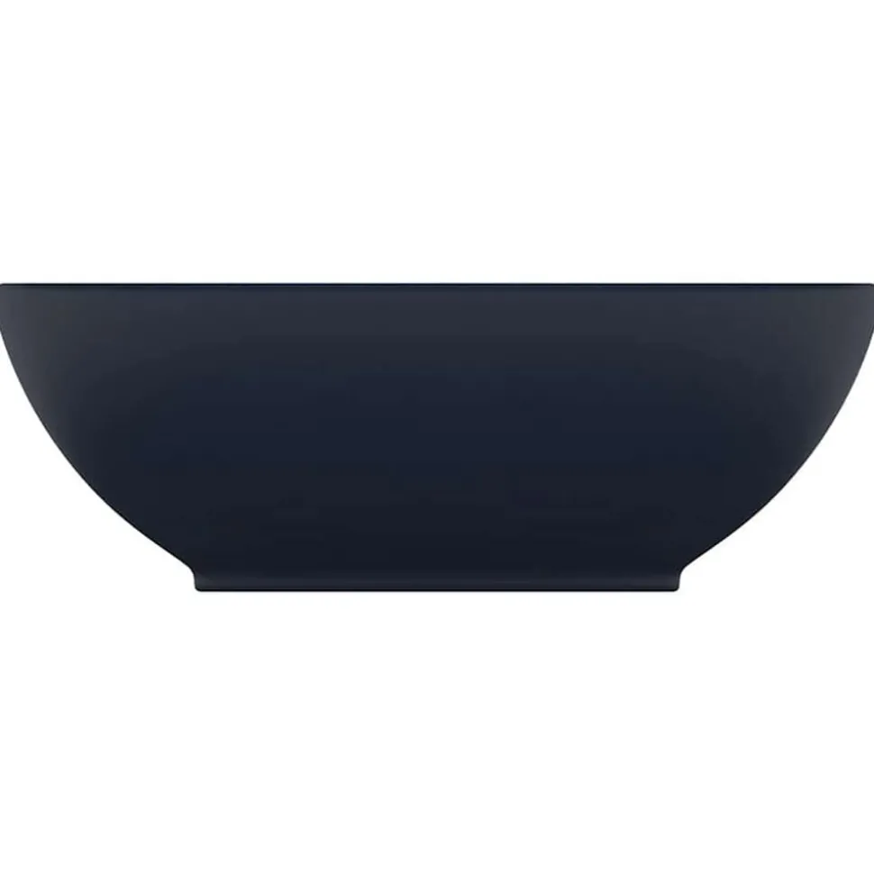 vidaXL Wastafel ovaal 40x33 cm keramiek mat donkerblauw