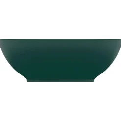 vidaXL Wastafel ovaal 40x33 cm keramiek mat donkergroen