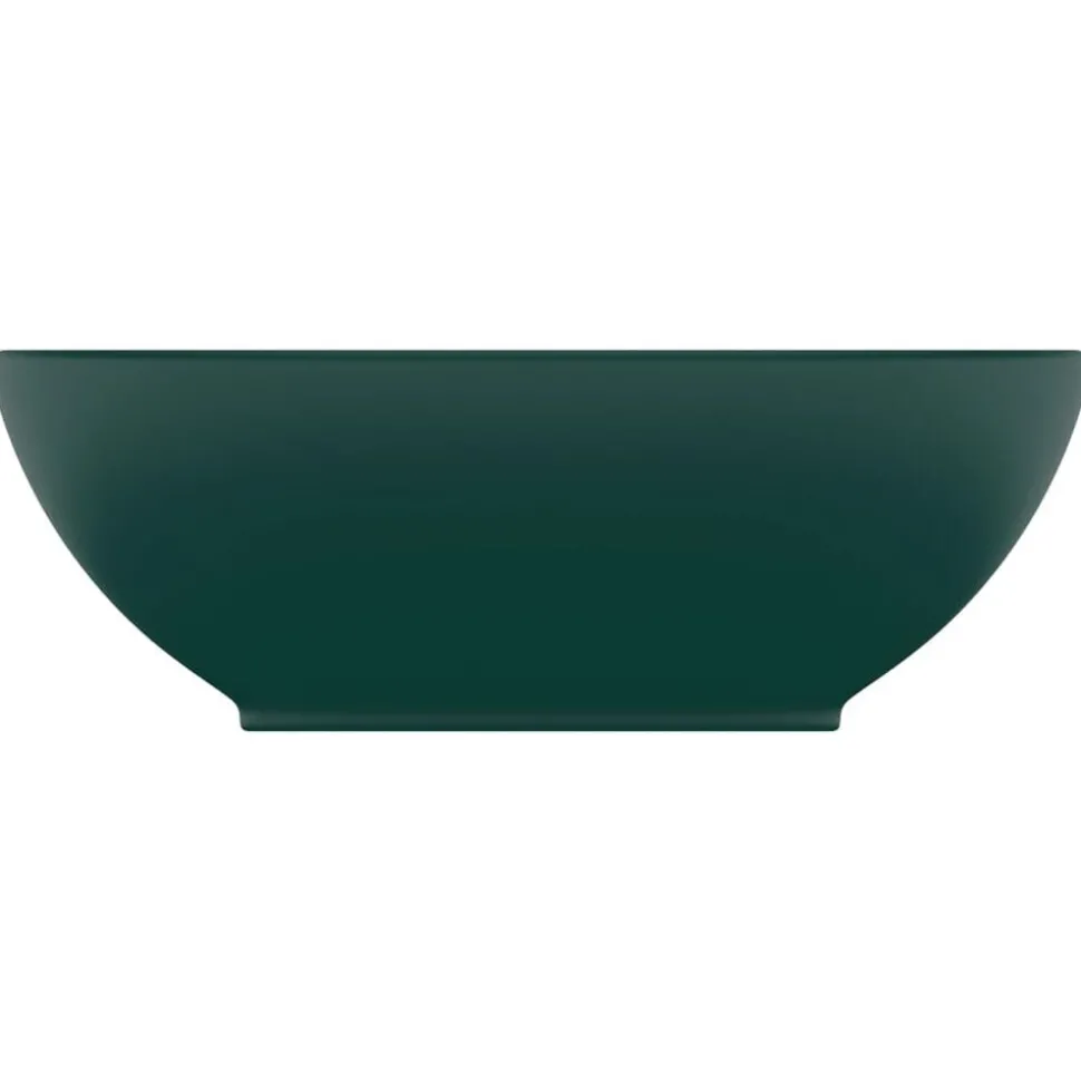 vidaXL Wastafel ovaal 40x33 cm keramiek mat donkergroen