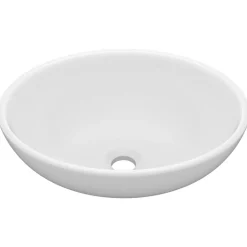 vidaXL Wastafel ovaal 40x33 cm keramiek matwit