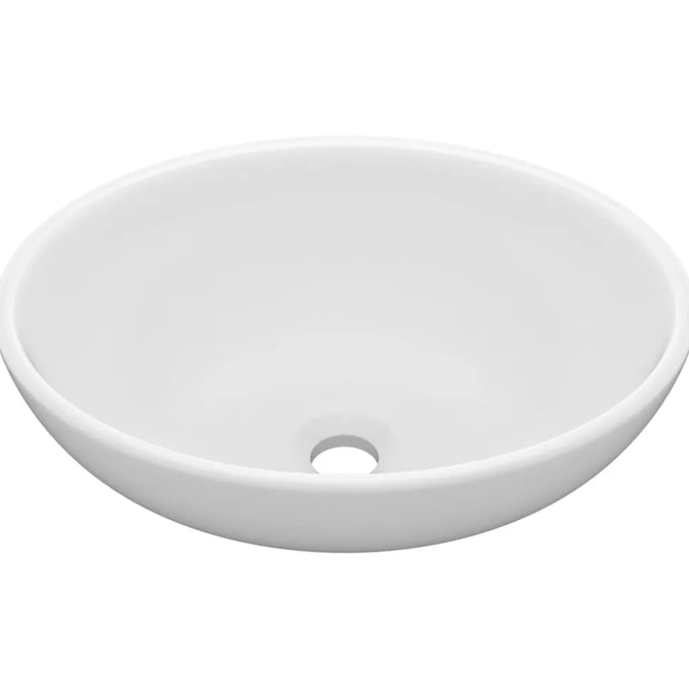 vidaXL Wastafel ovaal 40x33 cm keramiek matwit