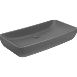 vidaXL Wastafel rechthoekig 71x38 cm keramiek mat donkergrijs
