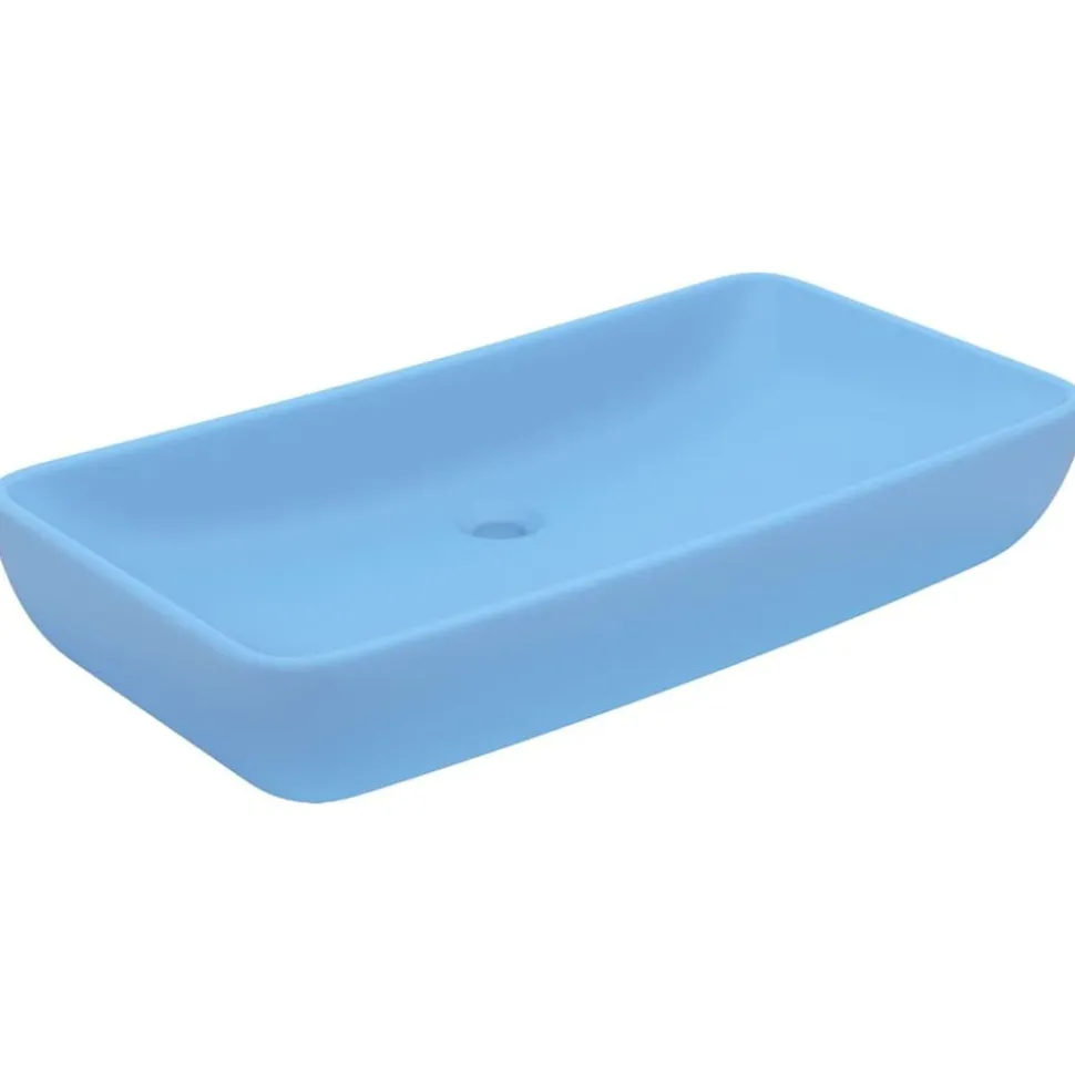 vidaXL Wastafel rechthoekig 71x38 cm keramiek mat lichtblauw