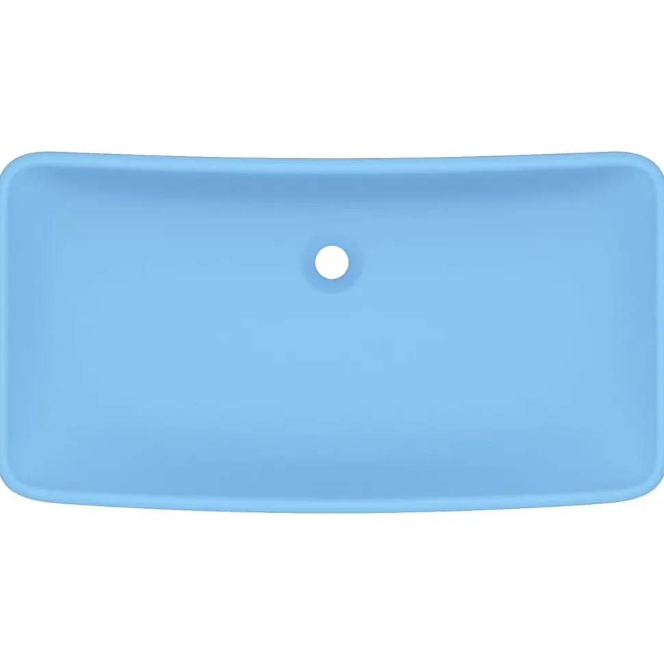 vidaXL Wastafel rechthoekig 71x38 cm keramiek mat lichtblauw