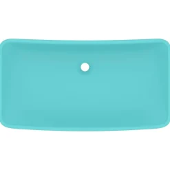 vidaXL Wastafel rechthoekig 71x38 cm keramiek mat lichtgroen