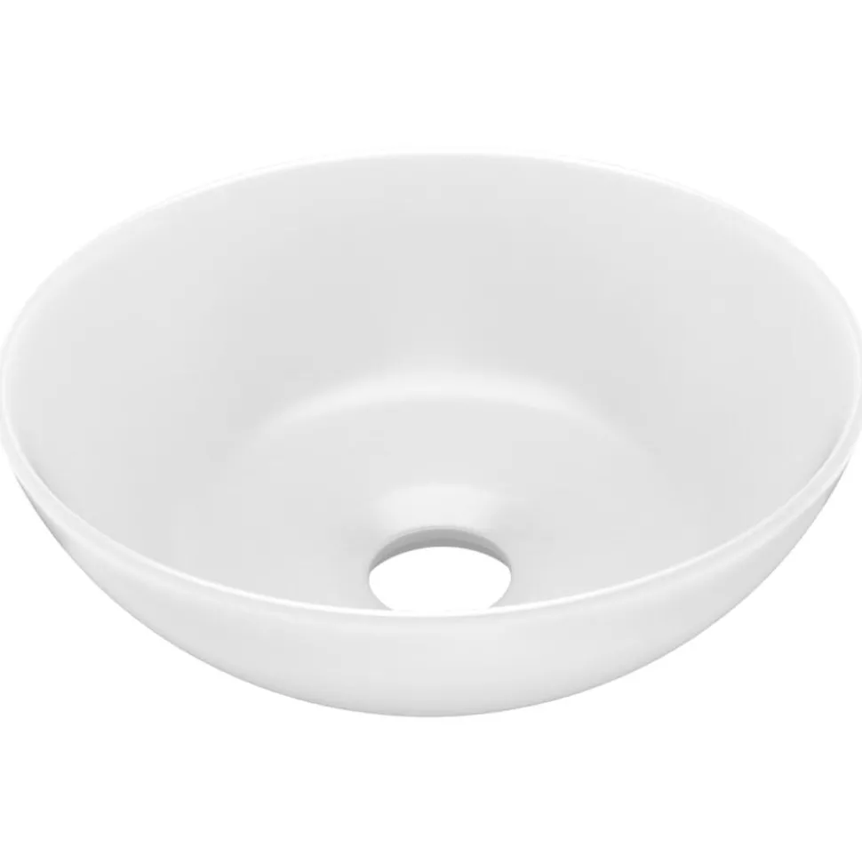 vidaXL Wastafel rond keramiek matwit