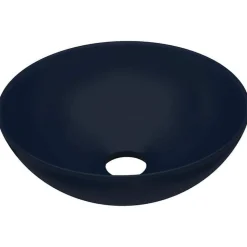 vidaXL Wastafel rond keramiek donkerblauw