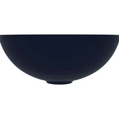 vidaXL Wastafel rond keramiek donkerblauw