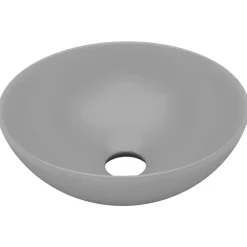 vidaXL Wastafel rond keramiek lichtgrijs