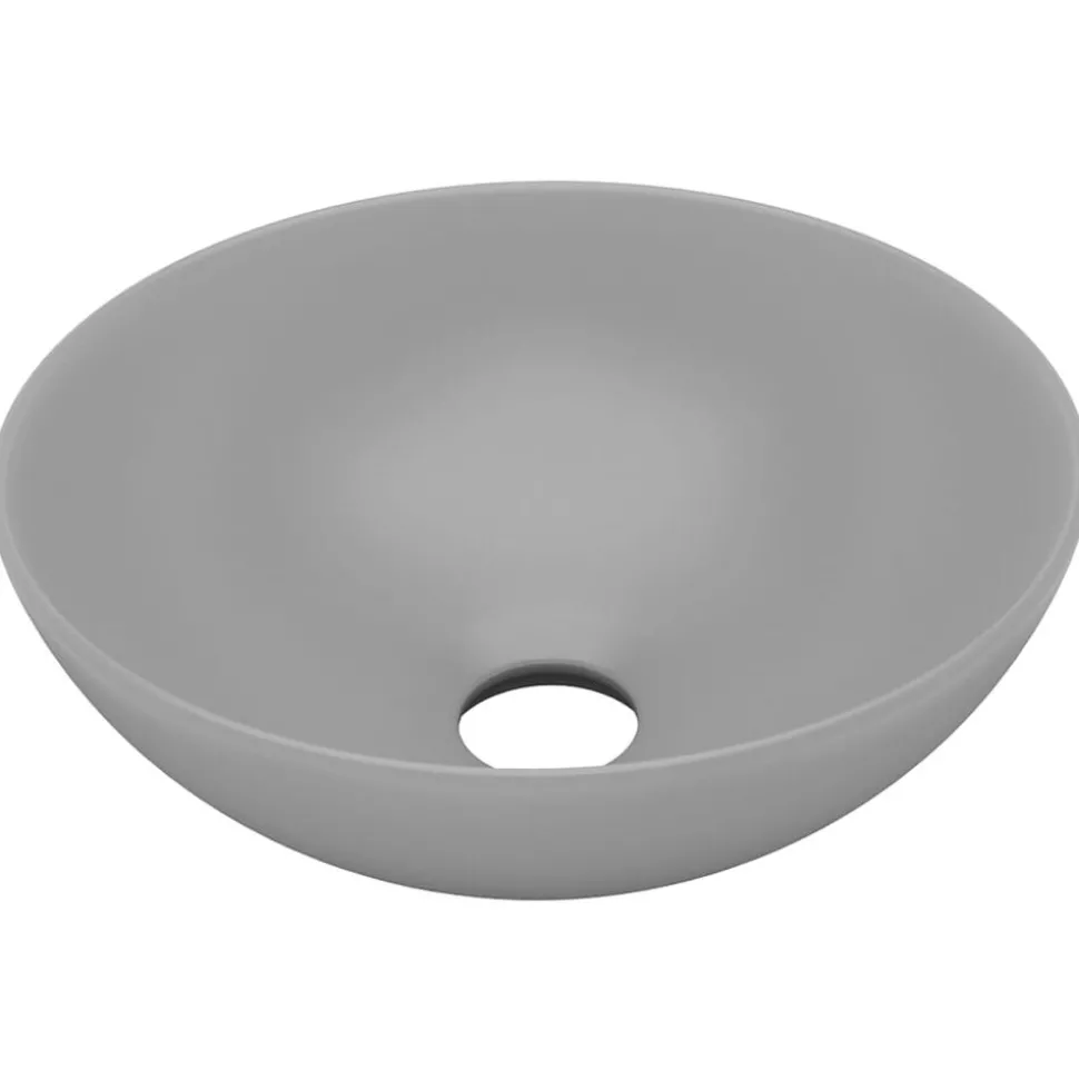vidaXL Wastafel rond keramiek lichtgrijs