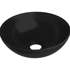 vidaXL Wastafel rond keramiek matzwart
