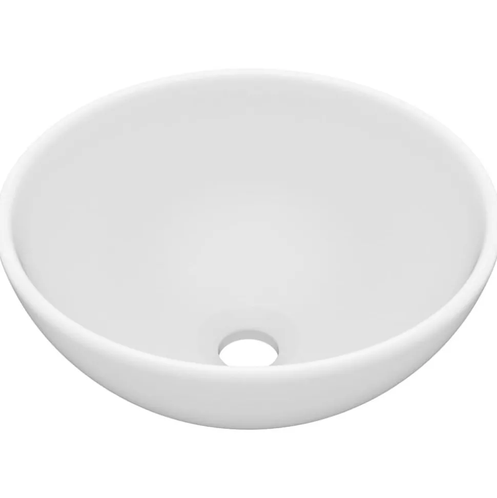 vidaXL Wastafel rond 32,5x14 cm keramiek matwit