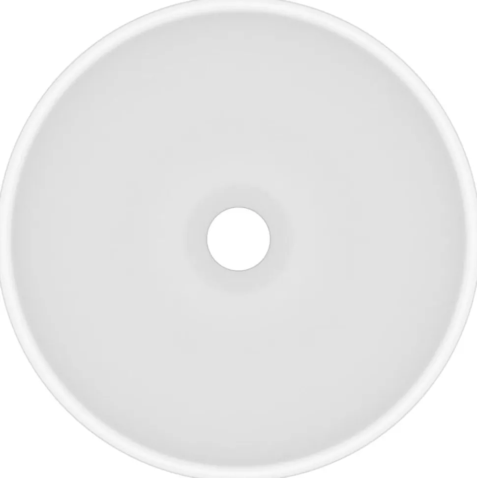 vidaXL Wastafel rond 32,5x14 cm keramiek matwit