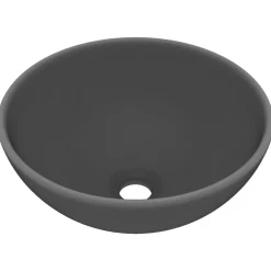 vidaXL Wastafel rond 32,5x14 cm keramiek mat donkergrijs