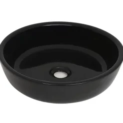 vidaXL Wastafel rond 42x12 cm keramiek zwart