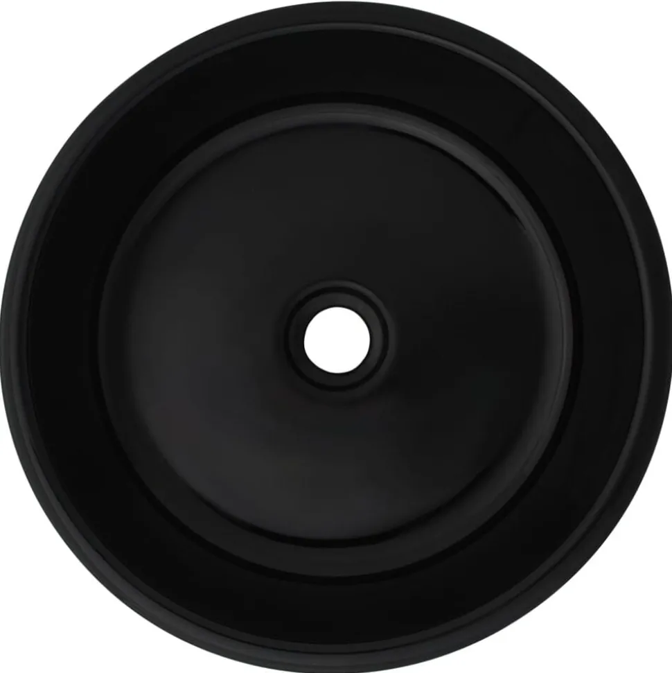 vidaXL Wastafel rond 42x12 cm keramiek zwart