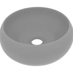 vidaXL Wastafel rond 40x15 cm keramiek mat lichtgrijs