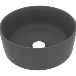 vidaXL Wastafel rond 40x15 cm keramiek mat donkergrijs