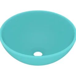 vidaXL Wastafel rond 32,5x14 cm keramiek mat lichtgroen