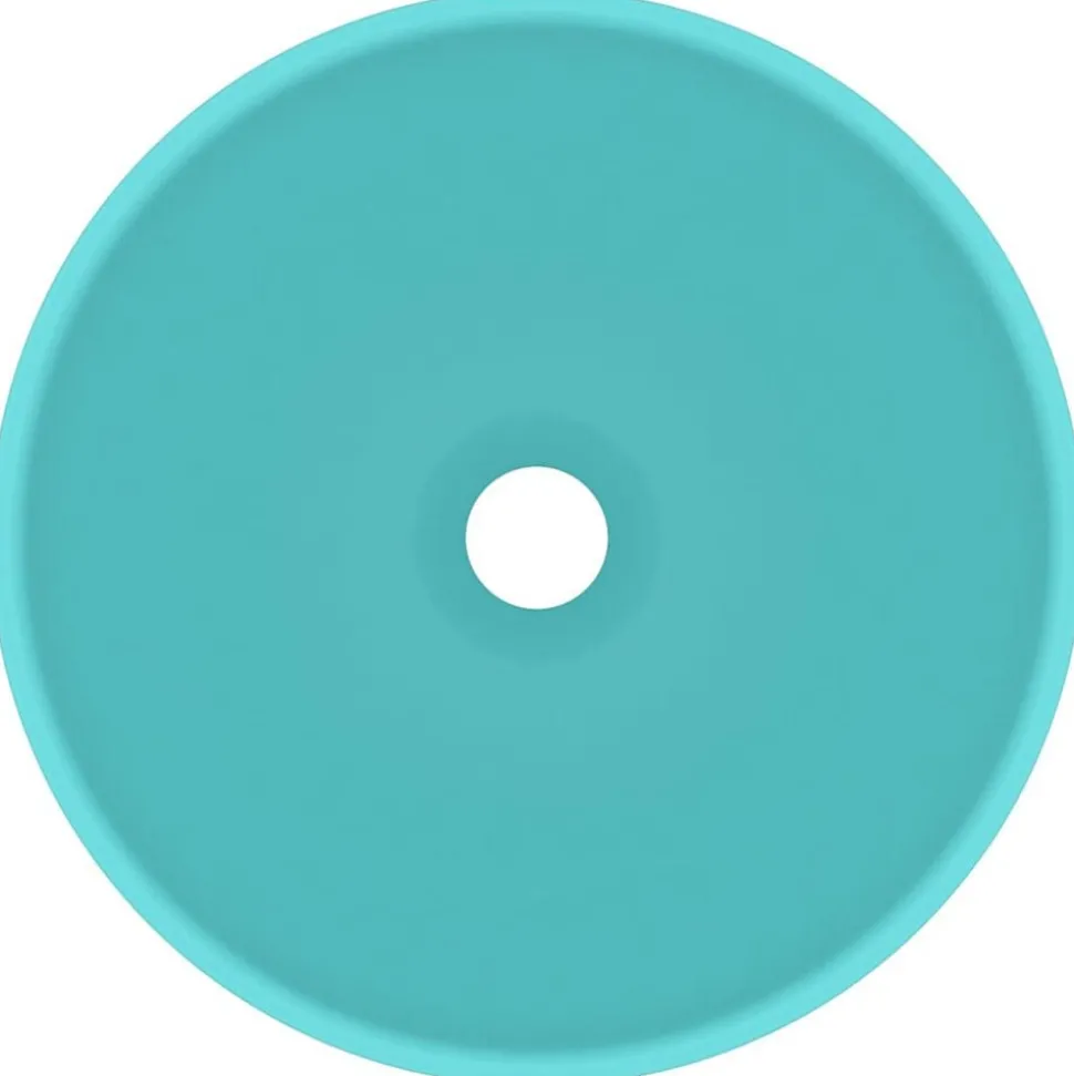 vidaXL Wastafel rond 32,5x14 cm keramiek mat lichtgroen