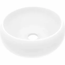 vidaXL Wastafel rond 40x15 cm keramiek matwit