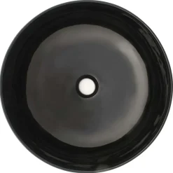 vidaXL Wastafel rond 41,5x13,5 cm keramiek zwart