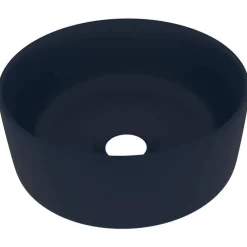 vidaXL Wastafel rond 40x15 cm keramiek mat donkerblauw