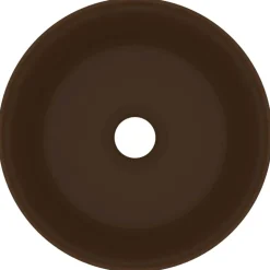 vidaXL Wastafel rond 40x15 cm keramiek mat donkerbruin