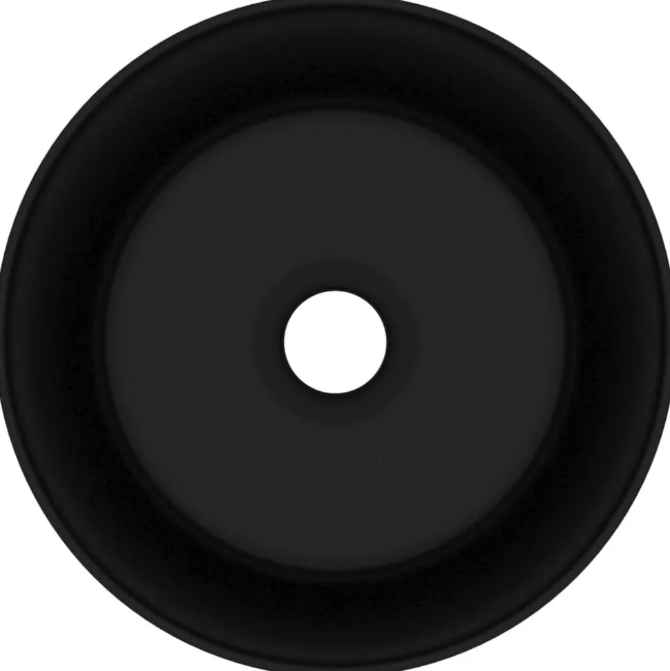 vidaXL Wastafel rond 40x15 cm keramiek matzwart