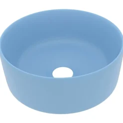 vidaXL Wastafel rond 40x15 cm keramiek mat lichtblauw