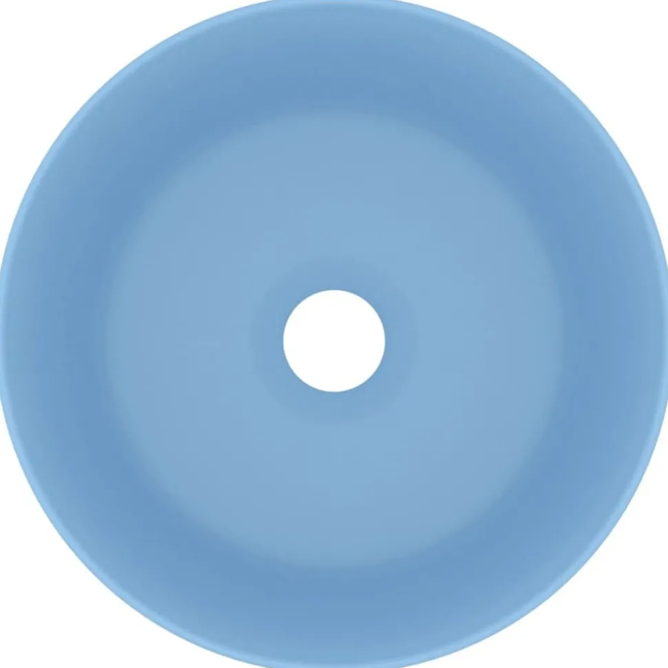 vidaXL Wastafel rond 40x15 cm keramiek mat lichtblauw