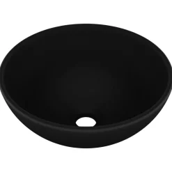 vidaXL Wastafel rond 32,5x14 cm keramiek matzwart