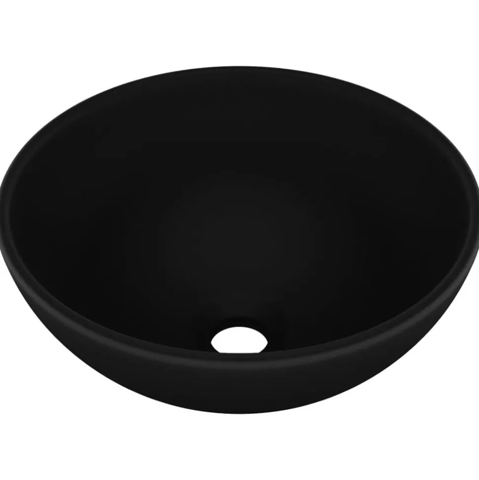 vidaXL Wastafel rond 32,5x14 cm keramiek matzwart