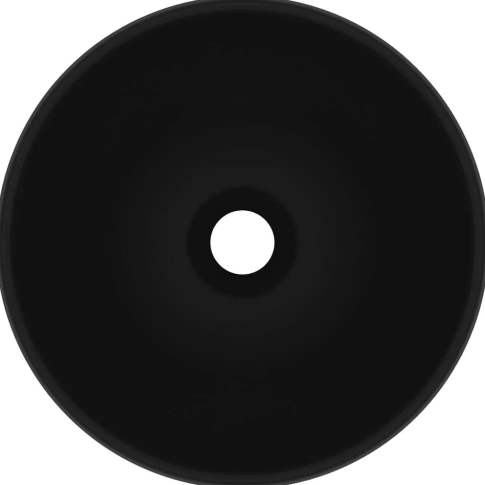 vidaXL Wastafel rond 32,5x14 cm keramiek matzwart