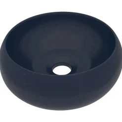 vidaXL Wastafel rond 40x15 cm keramiek mat donkerblauw