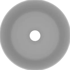 vidaXL Wastafel rond 40x15 cm keramiek mat lichtgrijs