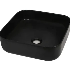vidaXL Wastafel vierkant 38x38x13,5 cm keramiek zwart