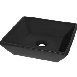 vidaXL Wastafel vierkant 41,5x41,5x12 cm keramiek zwart
