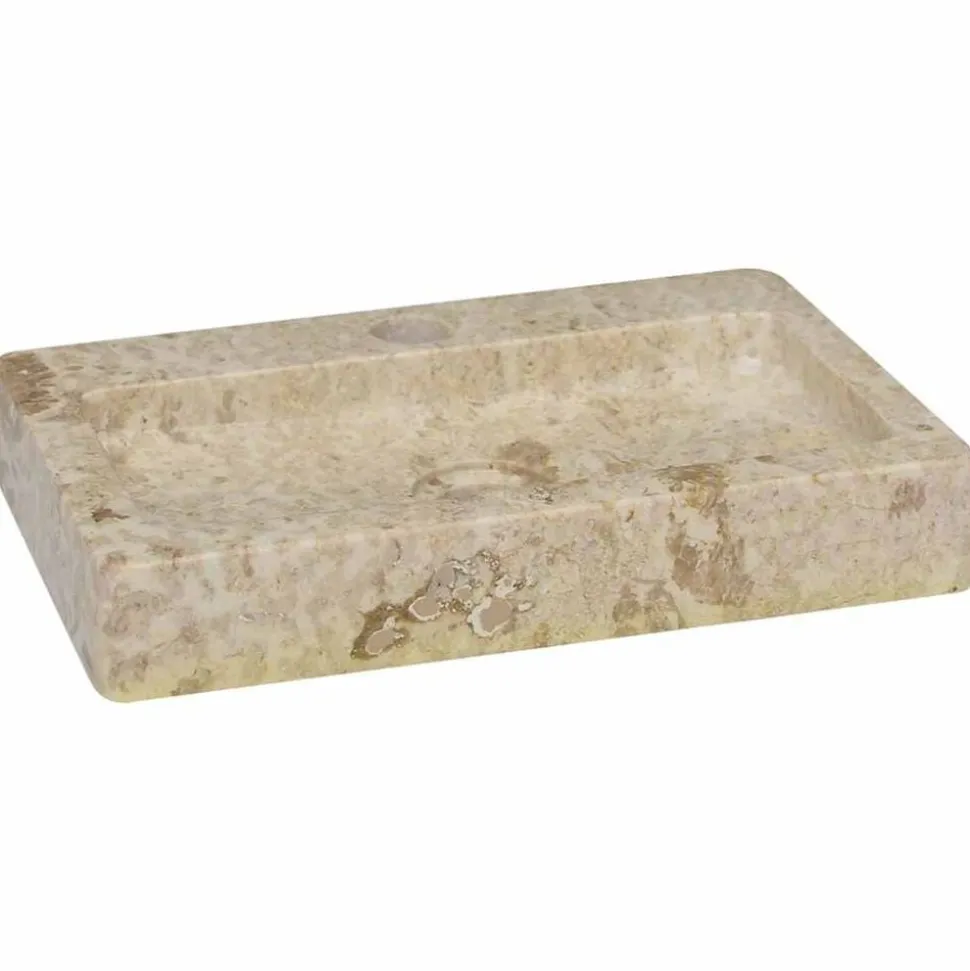 vidaXL Wastafel wandgemonteerd 38x24x6,5 cm marmer crèmekleurig