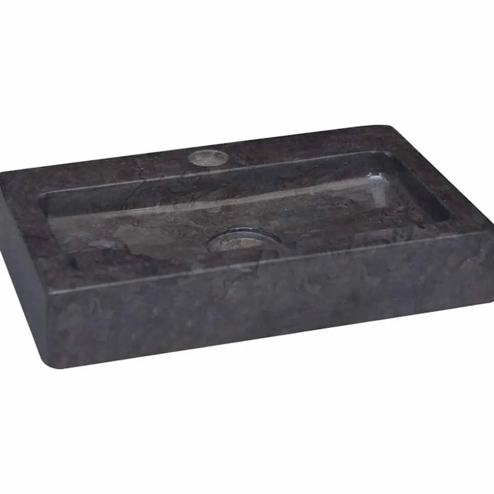 vidaXL Wastafel wandgemonteerd 38x24x6,5 cm marmer zwart