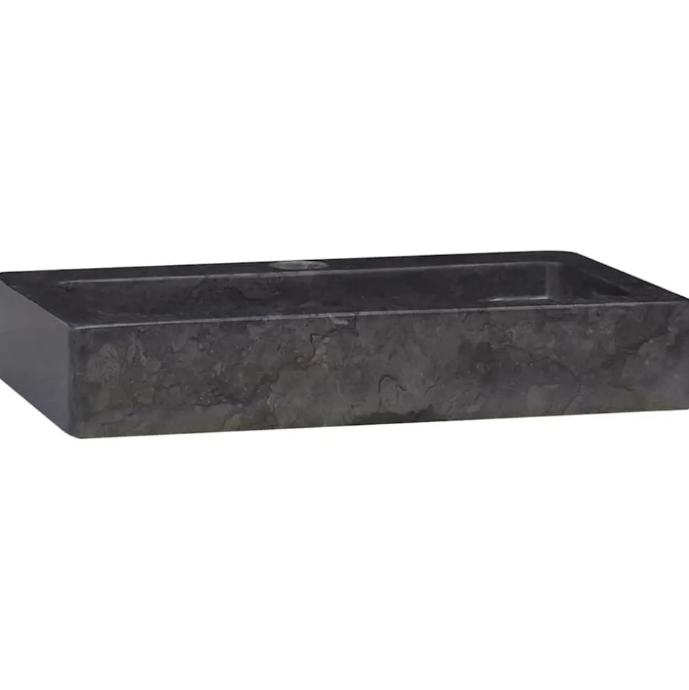 vidaXL Wastafel wandgemonteerd 38x24x6,5 cm marmer zwart