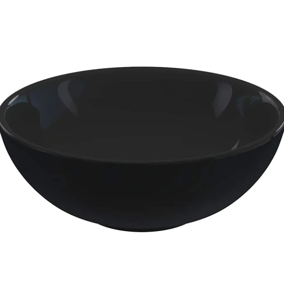 vidaXL Wastafel Ø28x10 cm keramiek glanzend zwart